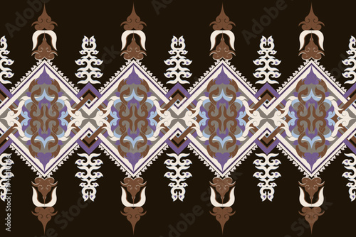 Thai woven fabric with geometric patterns traditional design and original motifs.