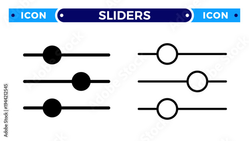 Horizontal Settings Sliders and UI Configuration Adjustment Vector Icon Set