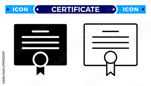 Professional Qualification Certificate and Achievement Diploma Vector Icon Set