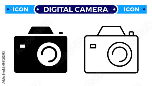 Digital SLR Camera and Professional Photography Equipment Vector Icon Set