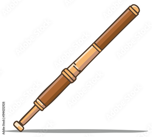 Vintage spyglass telescope cartoon illustration for exploration and discovery