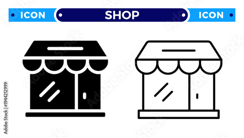 Digital Storefront Shop Building and Retail Marketplace Business Vector Icon Set