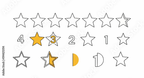 Customer feedback rating system with stars and numbers.