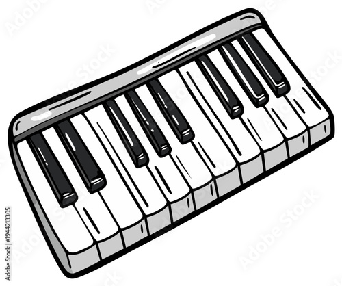 Illustration of Piano Keyboard Keys Musical Instrument Isolated on White