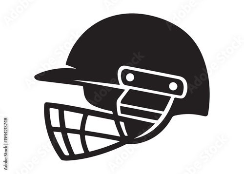 cricket helmet logo silhouette vector, batsman helmet logo silhouette vector illustration, safety helmet logo silhouette, sports protection equipment helmet logo silhouette design on white background