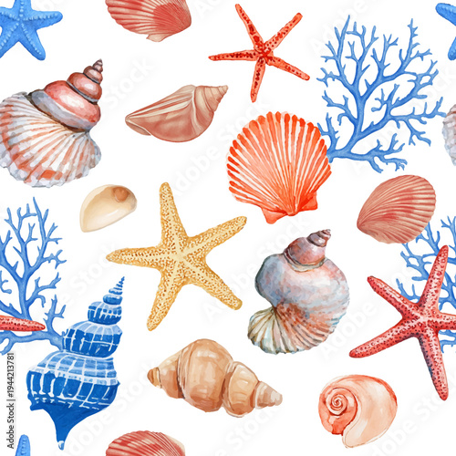 Marine watercolor pattern