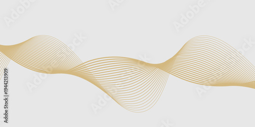 Luxury abstract gold wavy line on grey. Modern wallpaper design