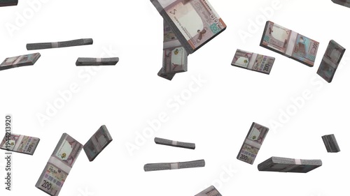 Aruba Money, Aruban Florin Falling Cash, AWG Currency Stacks, White Background, 4K