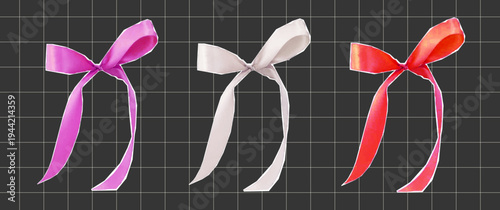 Retro collage elegant cut out bow. Vintage photocopy style ribbon. Digital collage designs for holiday, scrapbooking.