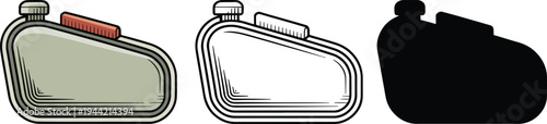 Classic motorcycle fuel tank silhouette & Outline and illustration set isolated on transparent background