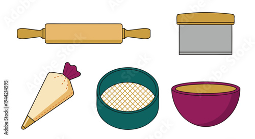 Set of 6 baking icons vector