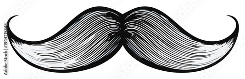Hand-Drawn Mustache Illustration with Curled Tips - Vintage Style