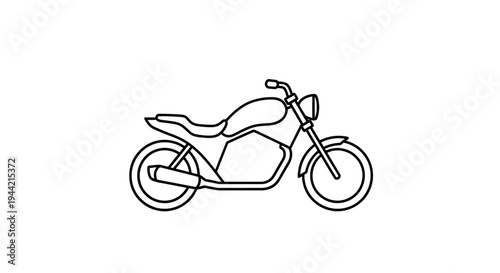 Simple outline motorcycle icon. Black and white vector illustration of a generic motorbike, ideal for transport, travel, and adventure concepts.