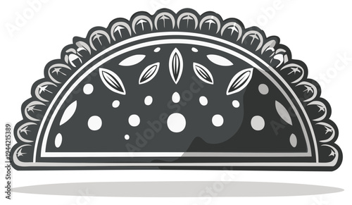 Empanada Pastry with Leaf and Dot Decorations Yummy Baking Idea Isolated