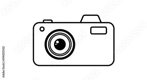 Minimalist digital camera icon, outline illustration for photography, media, web, or app design projects.