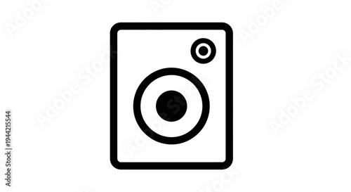 Speaker icon illustration. Simple black outline graphic of an audio loudspeaker symbol for music, sound, and entertainment technology.