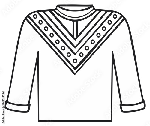 Outlined Illustration of a Traditional Style Shirt