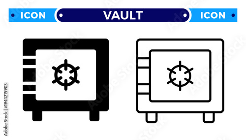 Bank Safe Vault for Secure Money Storage and Financial Asset Protection Vector Icon Set