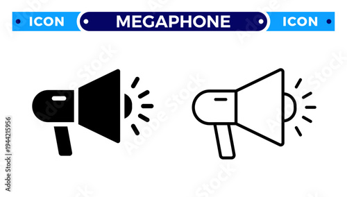 Megaphone Speaker with Sound Waves for Marketing Promotion and Digital Advertising Vector Icon Set