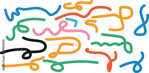 Colorful squiggly lines on a white background