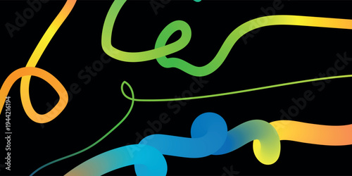 Vibrant neon light trails on black background