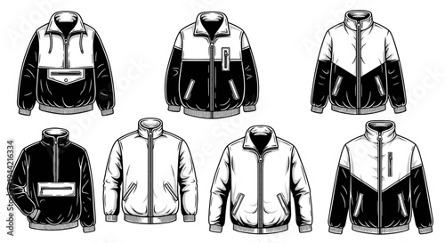 Collection of various vintage style jackets and outerwear designs.