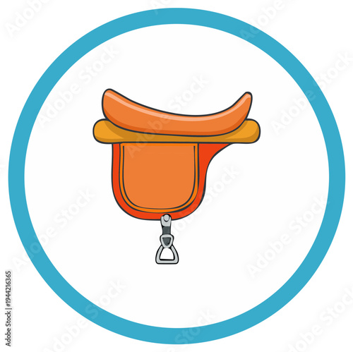 Horse saddle icon in a simple cartoon style. Equestrian tack and equipment for riding sports vector illustration.