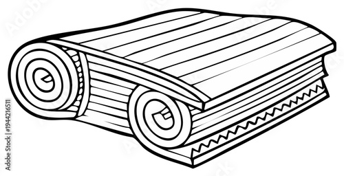 Rolled up sleeping mat with layered padding and striped texture for outdoor adventure