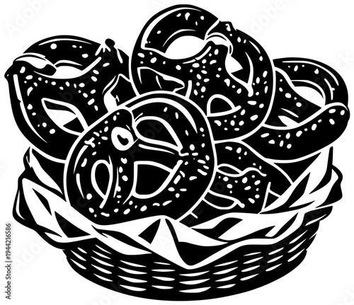 pretzel illustration food silhouette snack logo bakery icon bread outline pastry delicious german eat breakfast traditional baked salt oktoberfest shape women vector graphic background