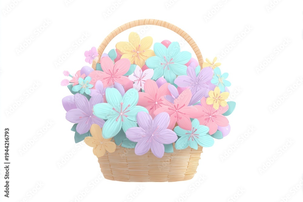 Obraz premium Colorful floral basket illustration.