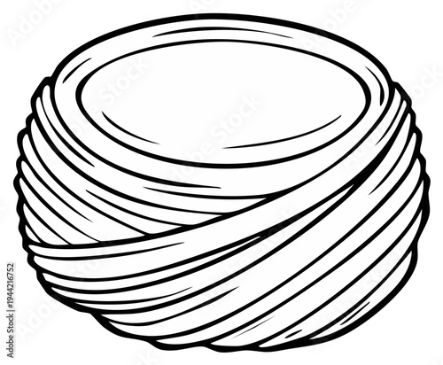 Hand drawn illustration of uncooked pasta nest with clean linework and simple design