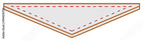 Flat Lay of Folded Triangular Fabric Scarf with Stitched Edge