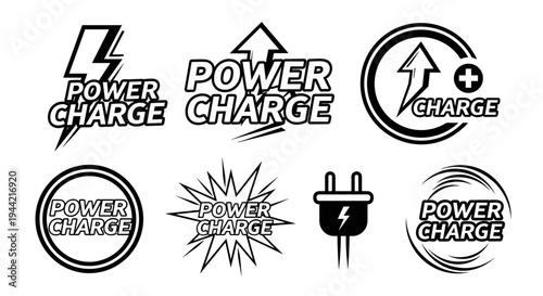 Power Charge Icons and Symbols Collection.