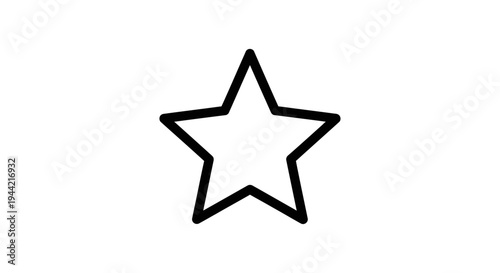 Simple black outline star icon on white background, abstract vector shape for design, rating, favorite symbol, achievement