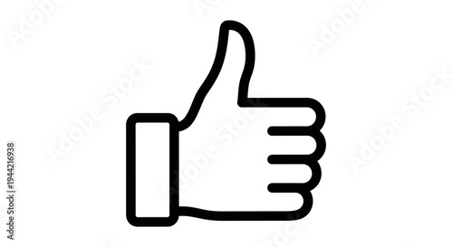 Thumbs up hand gesture outline icon. Like symbol for approval, agreement, success, and positive feedback concept.