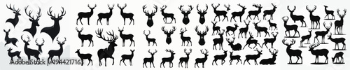 Vector set image silhouette of deer