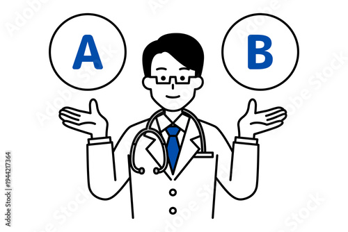 AとBの選択肢を提案する医師の男性