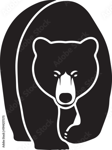 Black bear silhouette with white outline