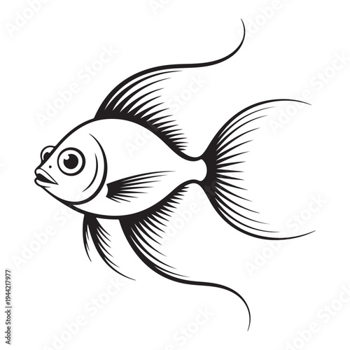 Elegant angelfish illustration with flowing fins a striking silhouette
