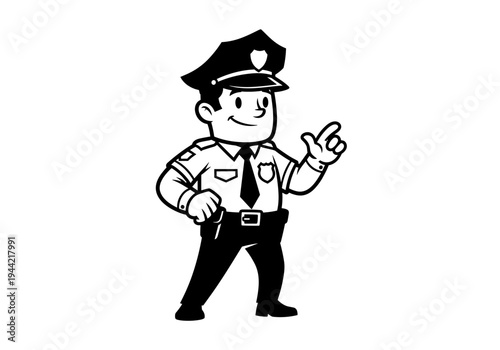 Cartoon Police Officer Character Illustration.