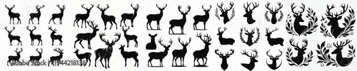 Vector set image silhouette of deer