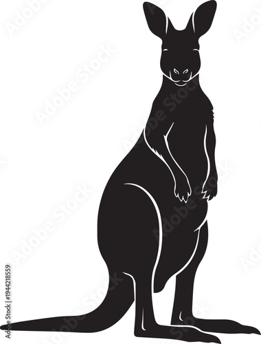 Black silhouette of a kangaroo standing