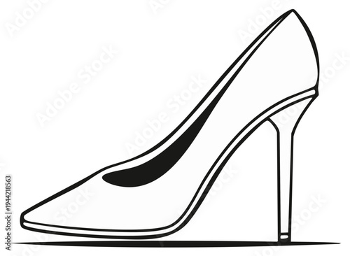 Elegant outline drawing of a classic stiletto high heel shoe with a pointed toe and slender heel
