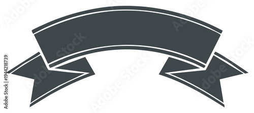 Elegant Curved Ribbon Banner Icon with a Modern Look in Dark Gray