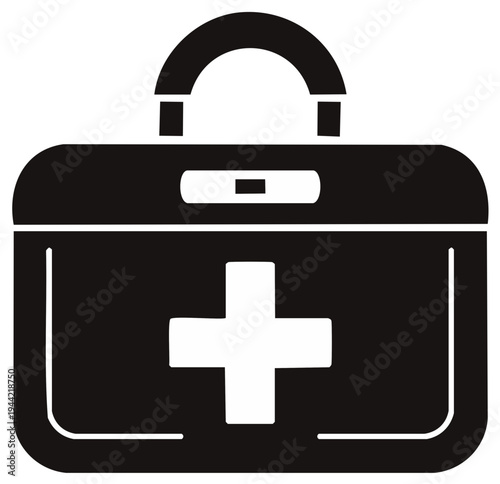 First Aid Kit Graphic Black and White Medical Box Symbol Aid Emergency Case Safety Health Healthcare Icon Medicine