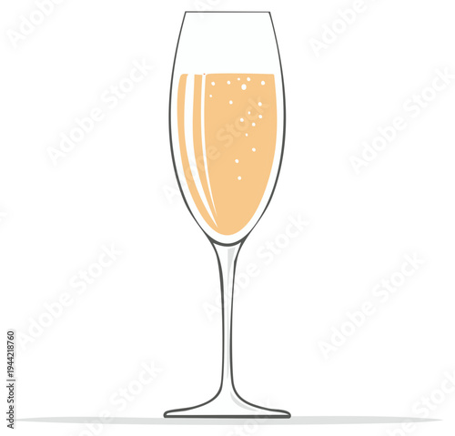 Elegant champagne flute filled with sparkling orange drink and bubbles, a festive toast