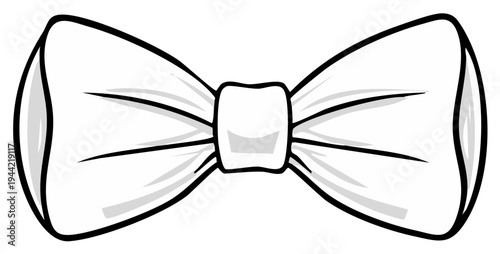 Classic white bow tie illustration, simple elegant neckwear accessory