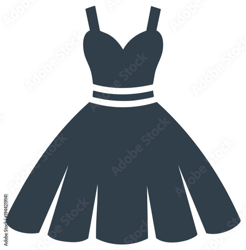 Elegant Strappy Dress with Flared Skirt Fashion and Apparel Vector Illustration