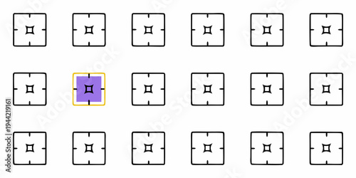 A vector graphic illustration of a highlighted square among a grid of squares