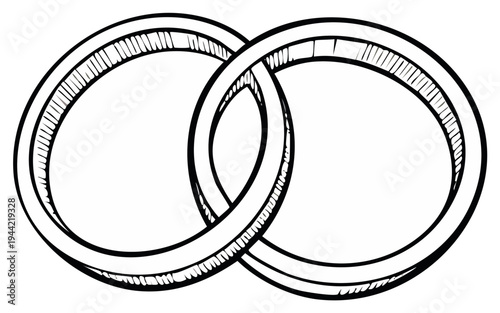 Interlocking Rings Symbolizing Infinity Partnership Unity and Eternal Connection Hand Drawn Style